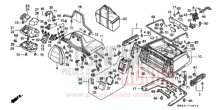 TRUNK BOX (1) for Gold Wing BLACK-Z (NH1ZD) from 1989